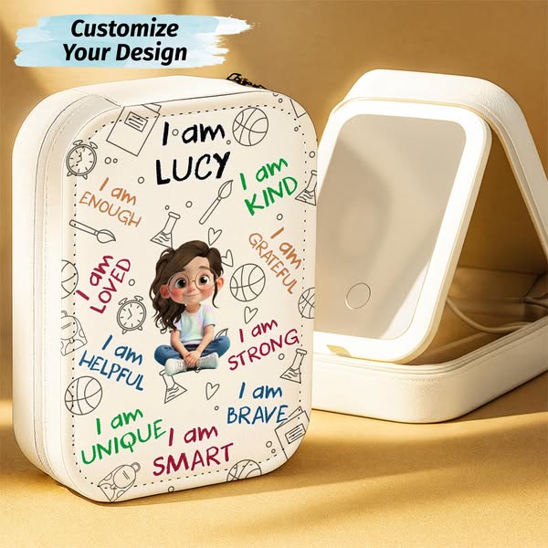 Boost Her Confidence! Personalized LED Jewelry Box – Perfect for Strong and Smart Girls!