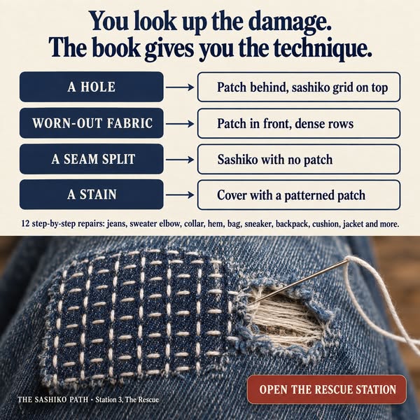 The Sashiko Path — 8 Guides, 120 Patterns, One Calm Method