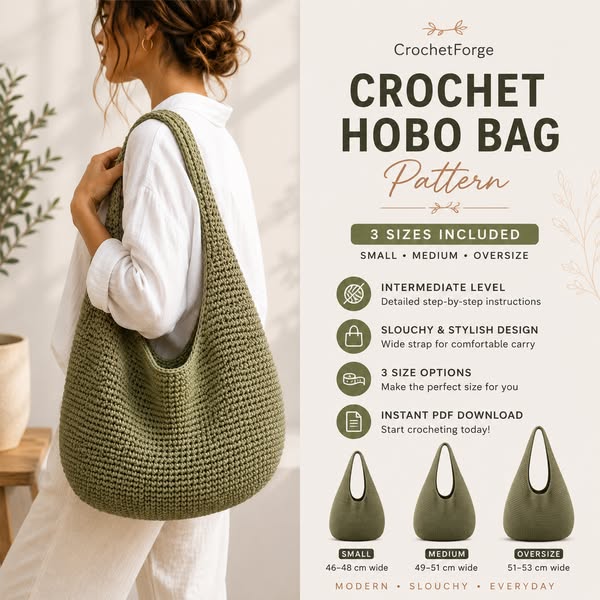 Slouchy Hobo Bag Crochet Pattern