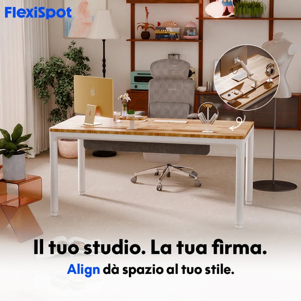 FlexiSpot Align | Scrivania in Legno Massello