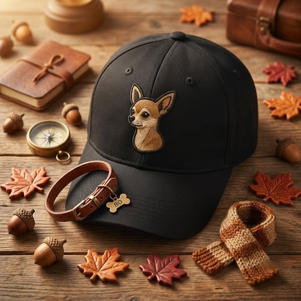 Chihuahua - Modern tiny dog logo with bo - Baseball Cap