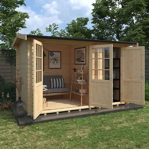 12'x10' Capetus Reduced Height Log Cabin - 44mm Garden Log Cabins - 0% Finance - Buy Now Pay Later - Tiger Sheds