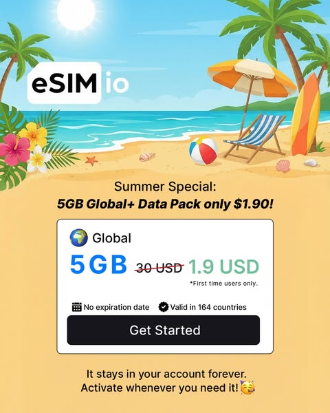 Say goodbye to expensive roaming bills and activate affordable global data with eSIM io.