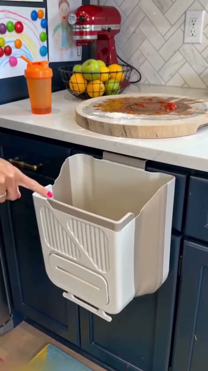 Foldable Hanging Kitchen Trash Bin | Cabinet Door Waste Bin
