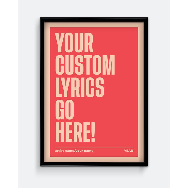 Personalised Lyrics Print #1