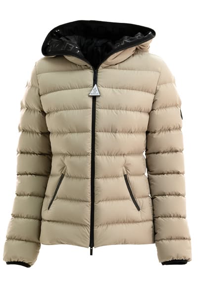 MONCLER Piumino corto Herbes in nylon di colore beige