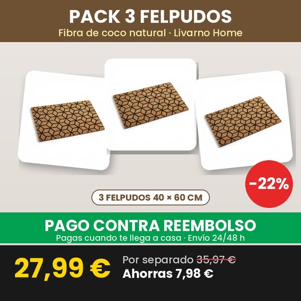 Pack 3 felpudos de coco · 27,99 €