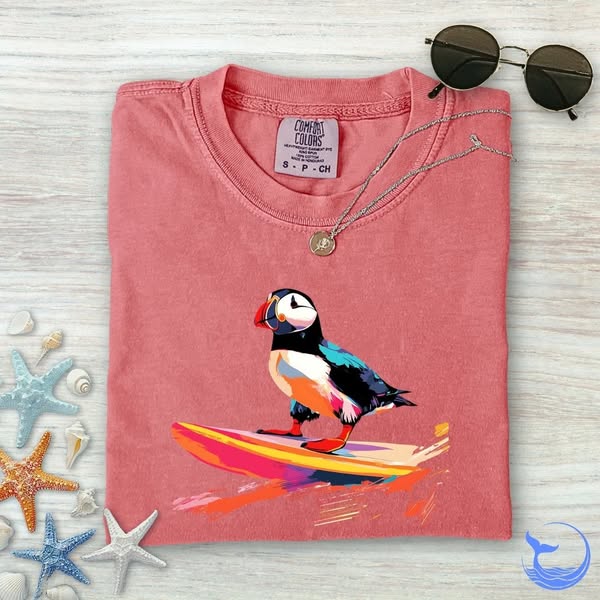 Surfer Puffin Comfort Colors T-Shirt