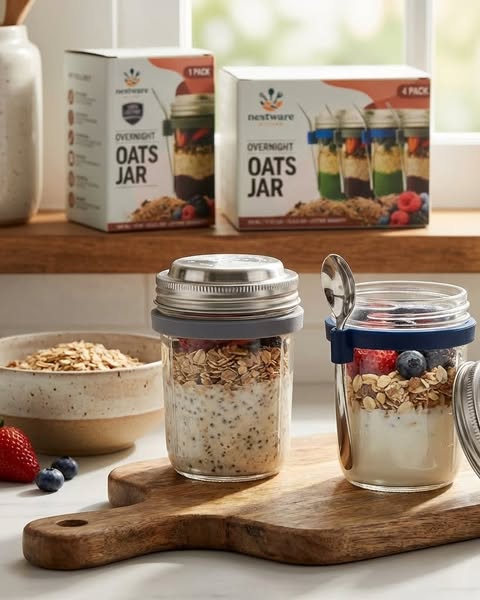Overnight Oats Jar With Built-In Spoon
