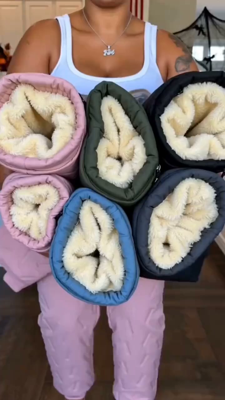 Unisex-Jogginghose mit lockerem Schnitt und Sherpa-Fleecefutter, warme Winter-Freizeithose mit Reißverschlusstaschen