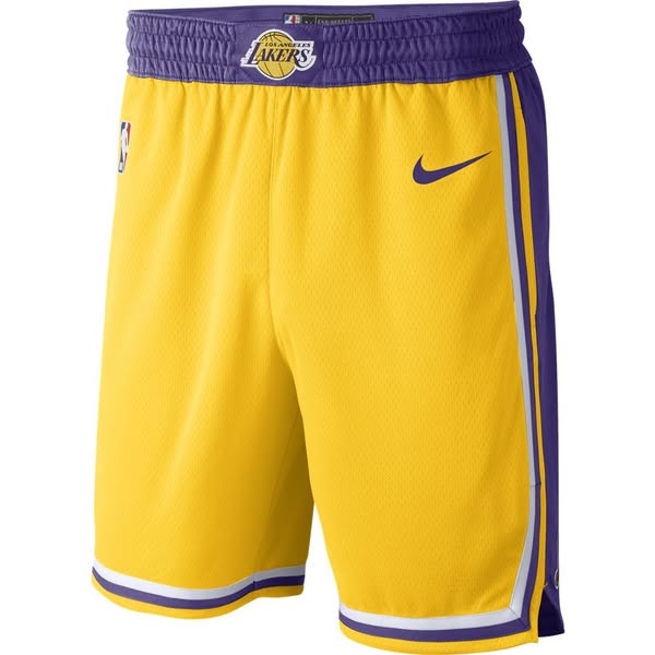 Nike Pantaloncini Basket NBA Lakers Road Giallo Viola Uomo M