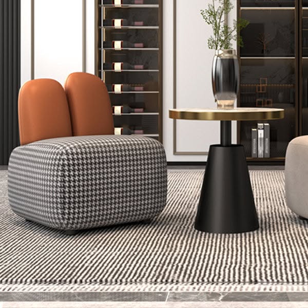 Houndstooth Rabbit-Ear-Back Accent Chair - Multicolor