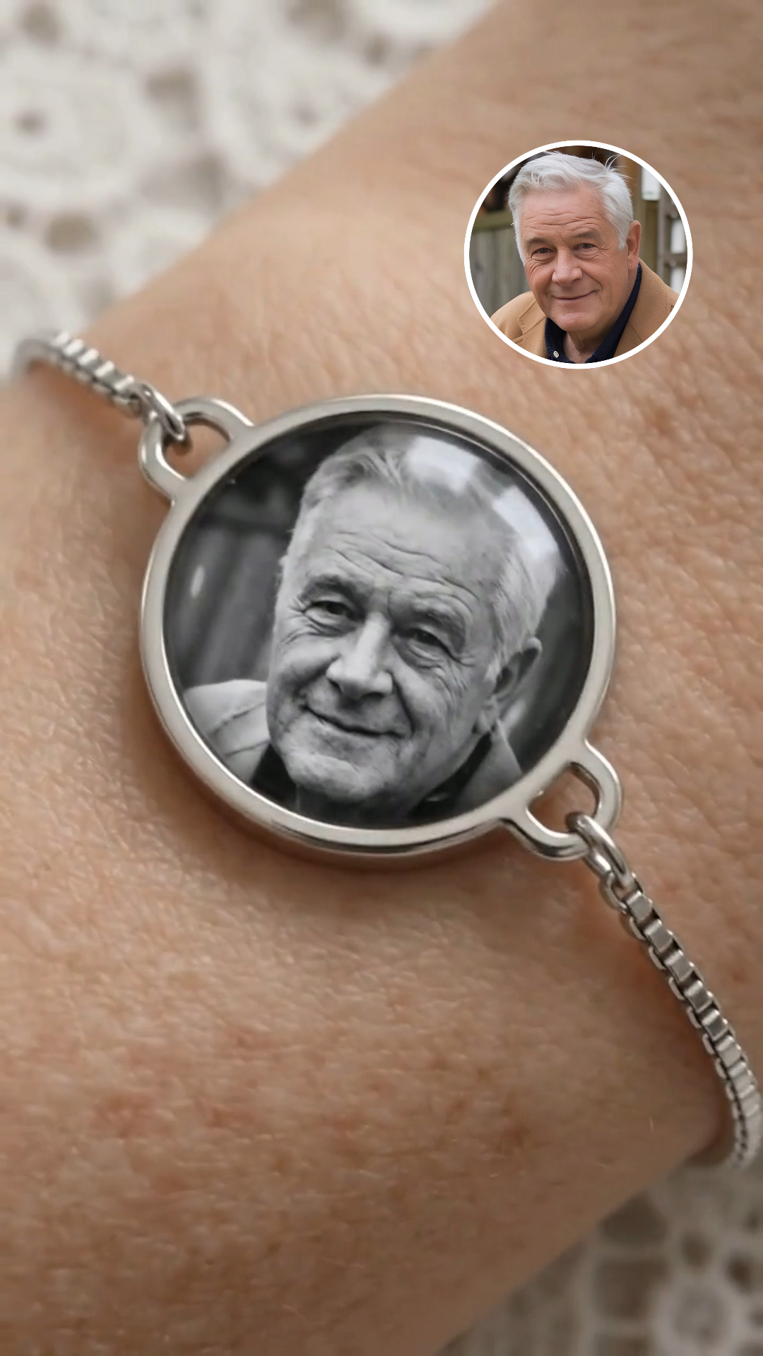 Personalized Heat-Activated Hidden Photo Adjustable Bracelet with Engraved Text