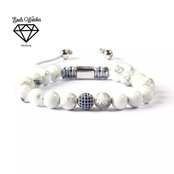 White howlite beads bracelet + Free Shipping