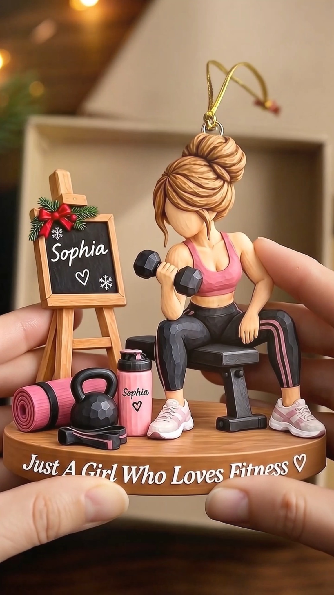 Personalized Fitness Gym Girl Ornament