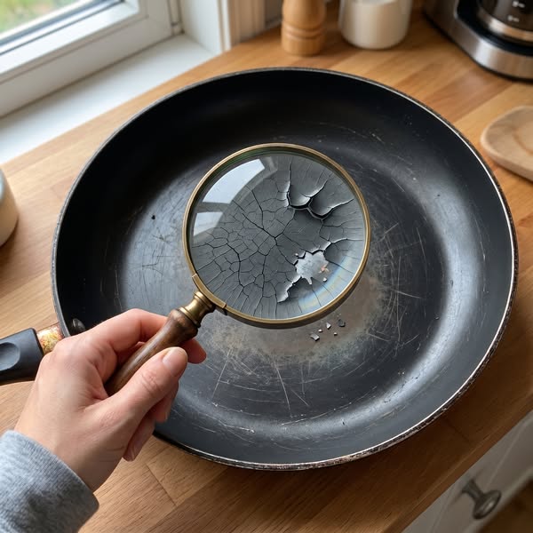 I held a magnifying glass over my frying pan. What I saw made me throw it away that afternoon.