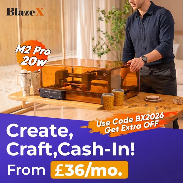 High-precision 20W laser engraver & cutter. Fast UK delivery!