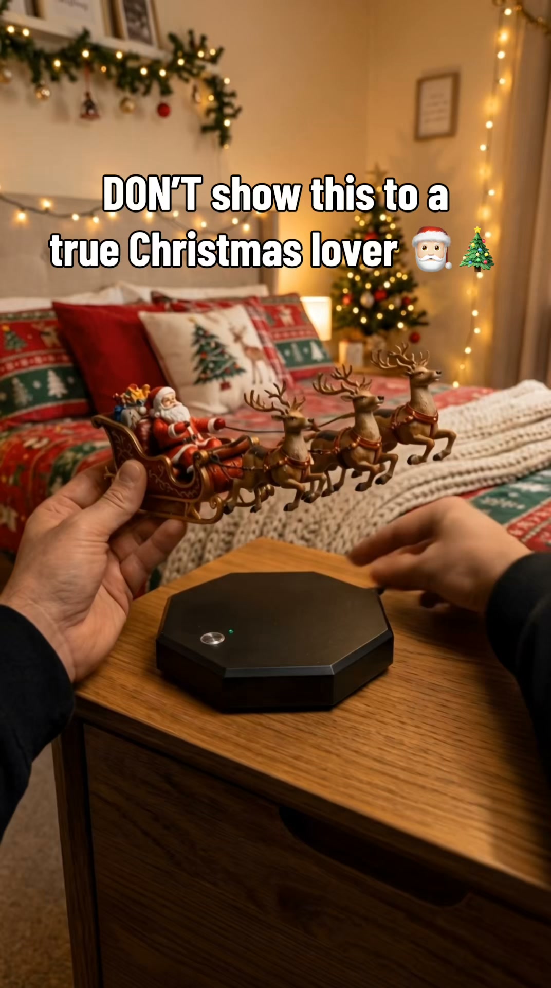 Floating Santa Sleigh with 4 Reindeer-Magnetic Christmas Magic