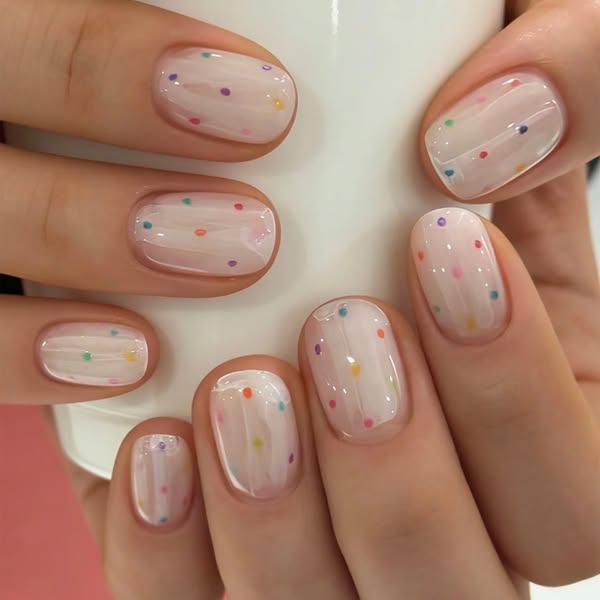 Milky Confetti Press-On Nails 24PCS