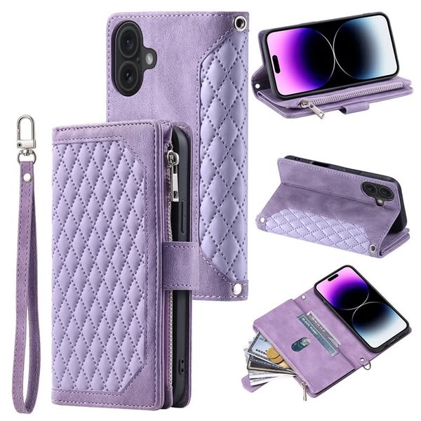 Plånboksväska iPhone 17 Quilted Lila