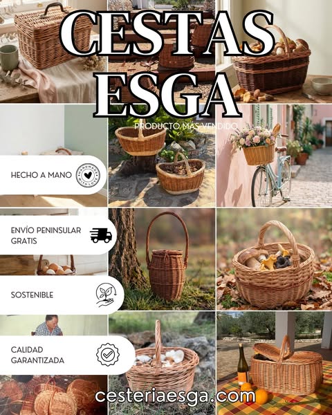 Cesta de mimbre hecha a mano