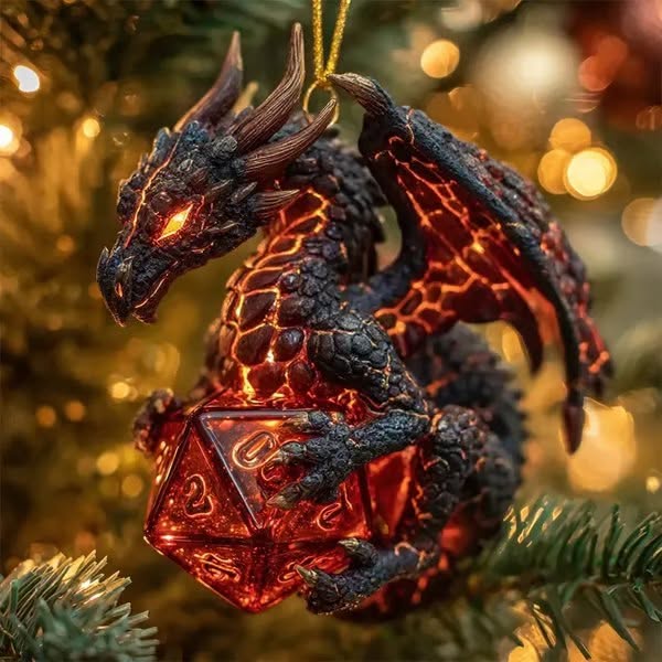 Hot SaleDragon & D20 Crystal Dice Ornament