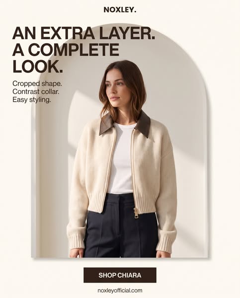 Soft knit. Leather-look collar. £28
