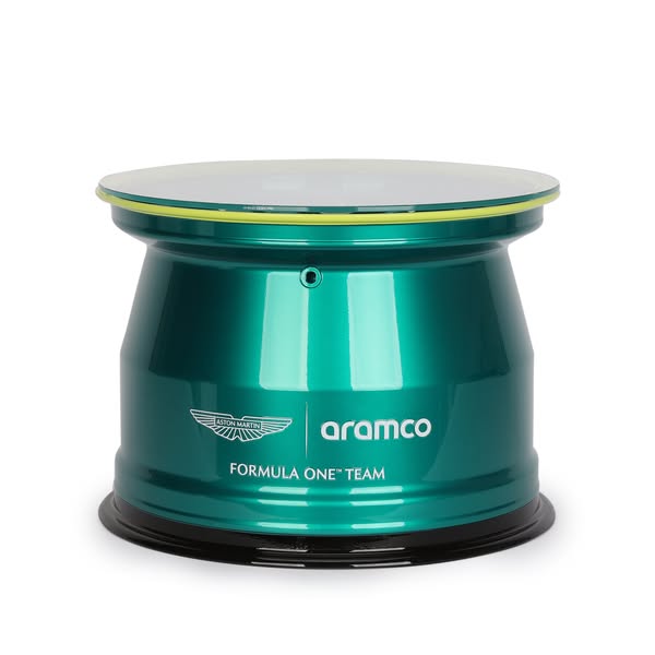 Aston Martin Aramco F1 ® Team Front Wheel Rim Table 2024 | Re-Engineered F1 Car Parts | Unique & Limited F1 Memorabilia