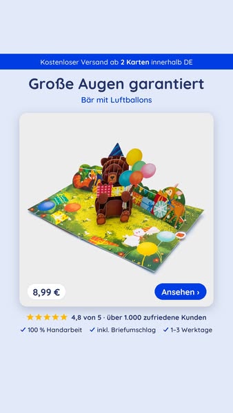 3D Pop-Up Karten ab 8,99 €