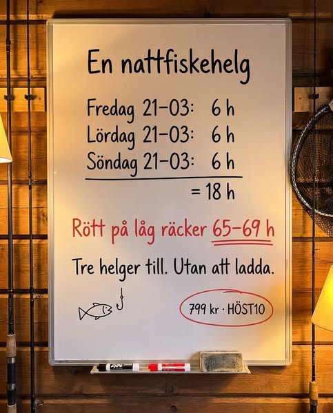1 000 lumen. Upp till 69 timmar.