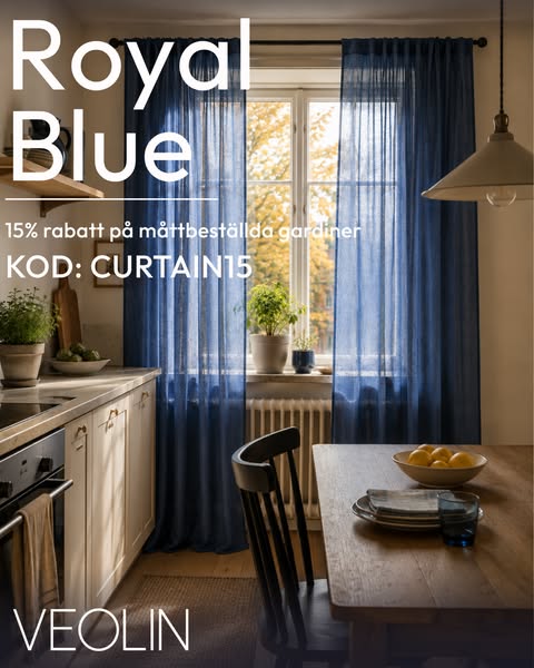 15% på måttbeställda gardiner - KOD: CURTAIN15