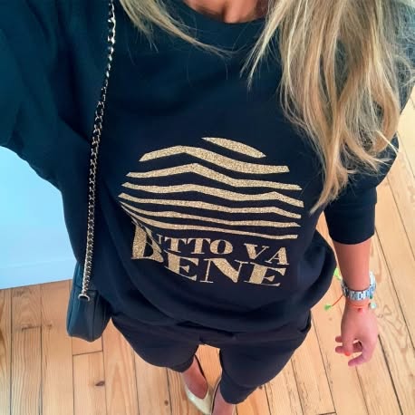 Sweat Noir Tutto Va Bene Gold Glitter by LesFutiles