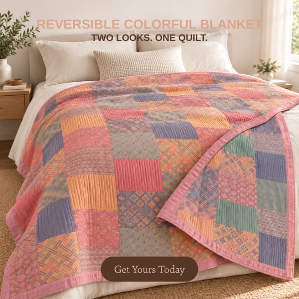 Colorful Cotton Square Quilt