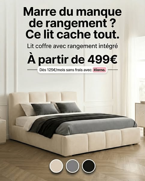 Lit coffre BUBBLE en velours – Lit double design avec rangement intégré et tête de lit épaisse rembourrée – Beige, Gris, Noir