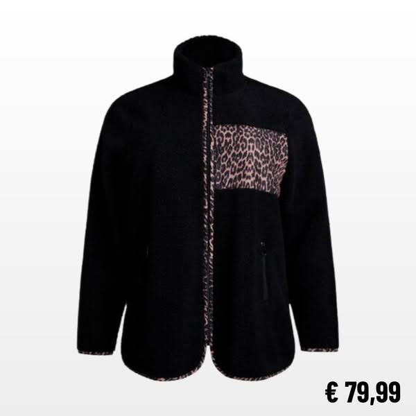 Teddy-fleece jas met luipaarddetails