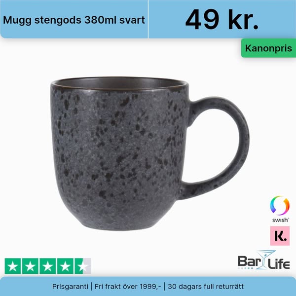 Mugg stengods 380ml svart