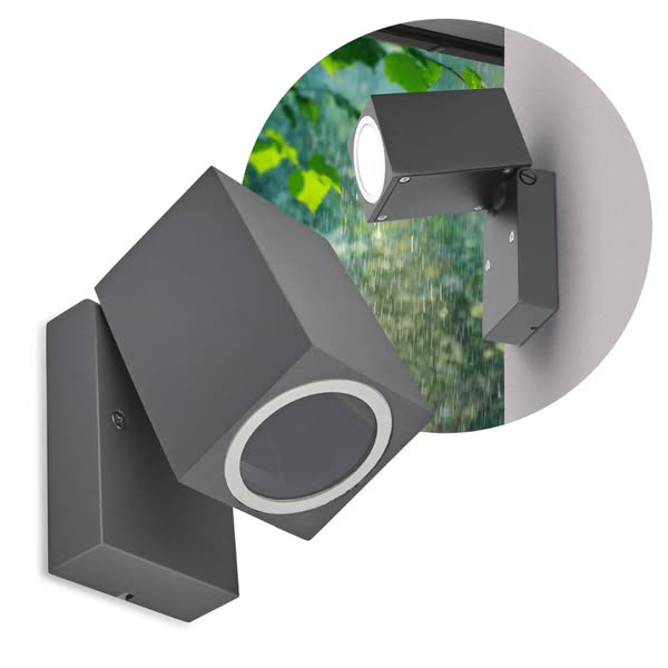 Utomhus vägglampa | grå | spotlight | qz | gu10 | ip44