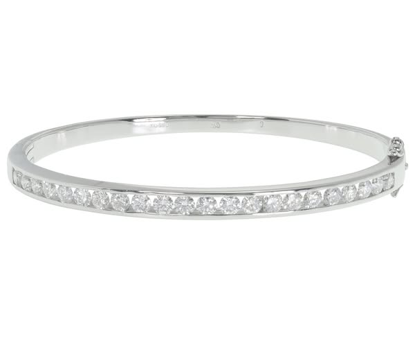 18ct White Gold 2.42ct Diamond Hinge Bangle by Britannia Jewellery