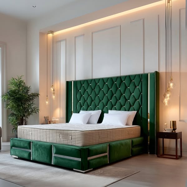 Imperial Emerald Luxury Bed, Duck Egg Chenille / Single 3ft / 54" Inches