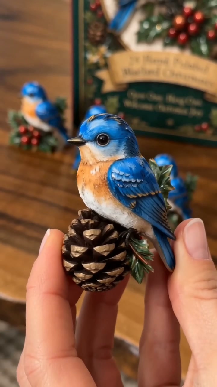 24-Day Bluebird Advent Calendar | Hand-Painted Ornament Countdown Gift