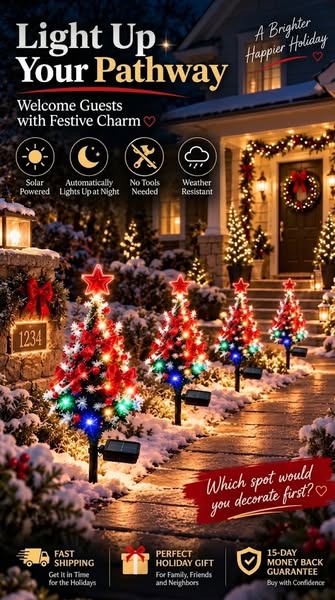 Solar Cedar Christmas Tree Lights| Festive Outdoor Holiday Decor