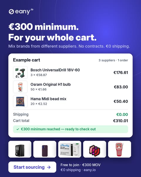 €300 minimum. For your whole cart.