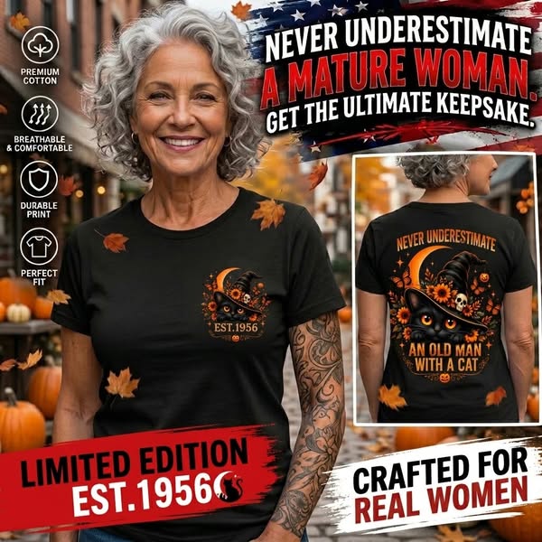 Never Underestimate An Old Man With A Cat EST.Year V-Neck Tee