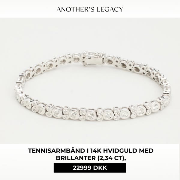 Tennisarmbånd i 14K hvidguld med brillanter (2,34 ct), 17 cm, kasselås