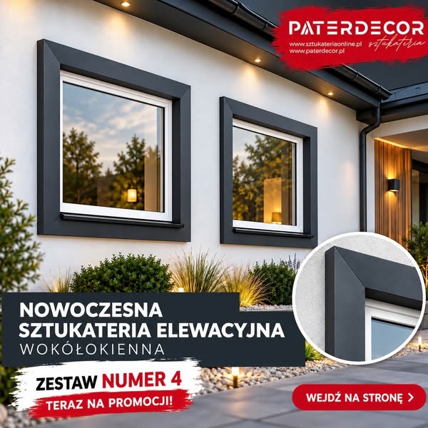 Nowoczesna sztukateria elewacyjna wokółokienna - zestaw nr 4