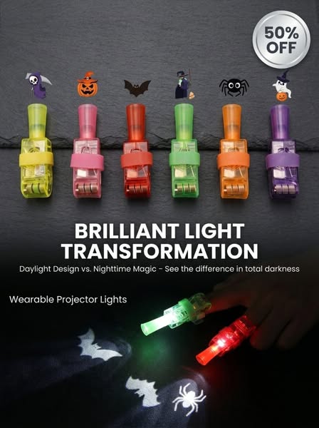 Halloween‑Themed LED Projection Finger Lights