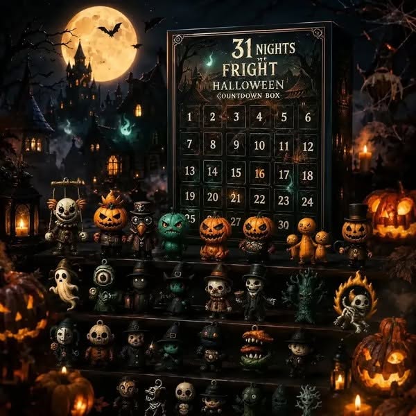2026 Halloween Countdown Advent Calendar Gift Box - 31 Nights of Fright Blindbags Surprise Set - 15 Days Halloween