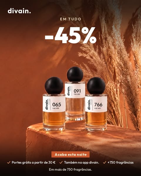 45% em todos os perfumes