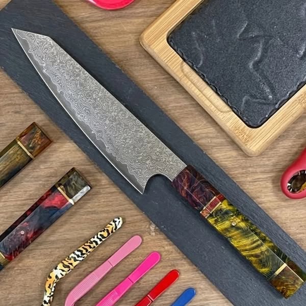 Cuchillo Kiritsuke Damascus 21 cm | Acero VG10 67 Capas | Mango Abedul Estabilizado