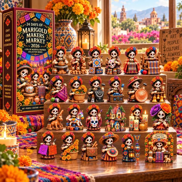 24 Days of Handcrafted Tradition — Día de Muertos Marigold Makers Market Advent Calendar 2026 - BUY 1
